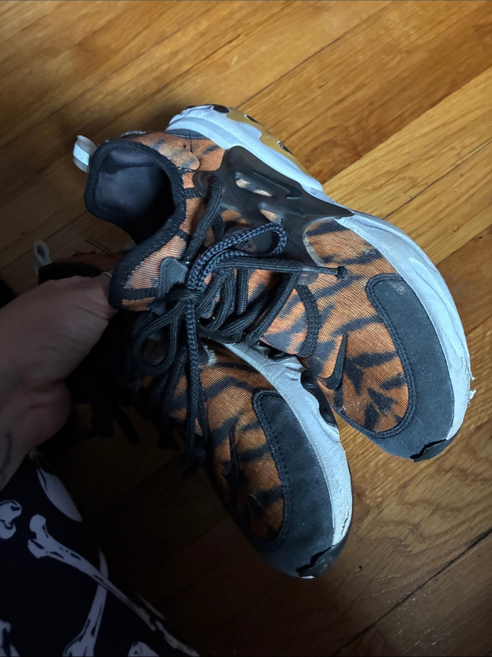 Kids Orange Tiger Print Nike React Presto Sneakers - Picture 5 of 6